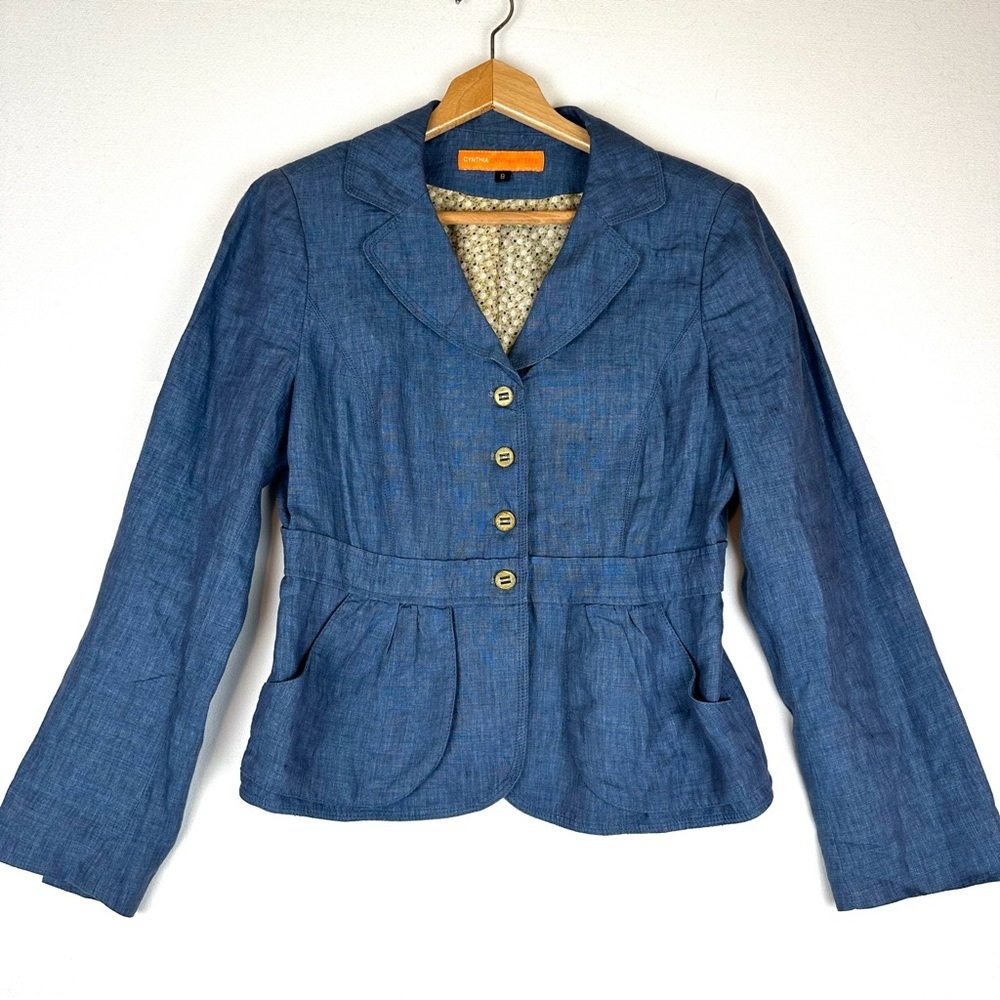 Cynthia Steffe Linen Lined Blazer Office Career